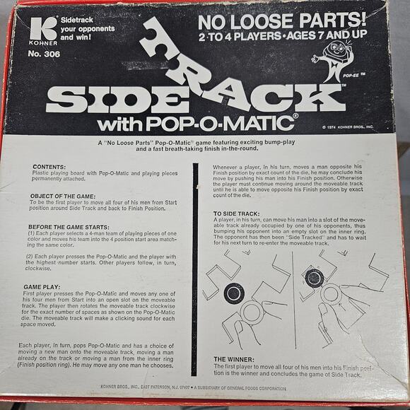 VTG Side Track with Pop-O-Matic Kohner No. 306 Board game 1974 Complete with Box - Picture 3 of 3
